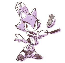 Rule 34 | 1girl, absurdres, animal ears, apron, blaze the cat, cat ears, cat girl, cat tail, forehead jewel, frying pan, fur-trimmed gloves, fur trim, furry, furry female, gloves, hand on own hip, highres, holding, holding frying pan, looking at viewer, official art, smile, sonic (series), sonicofficialjp, tail, topknot, white apron