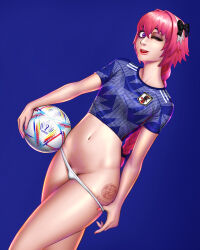 Rule 34 | 1boy, 2022 fifa world cup, astolfo (fate), astolfo (femboy idol) (fate), ball, bulge, fate/grand order, fate (series), flaccid, highres, ohmyseki, panties, panty pull, penis, penis peek, pink hair, soccer, soccer ball, soccer uniform, sportswear, tight clothes, trap, underwear, world cup