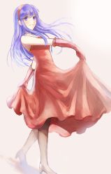 Rule 34 | 1girl, bare shoulders, blue eyes, blue hair, blush, dress, fire emblem, fire emblem: the binding blade, gloves, hat, high heels, jewelry, lilina (fire emblem), long hair, looking at viewer, nintendo, simple background, smile, solo, wspread