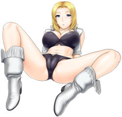 Rule 34 | 1girl, blonde hair, blue eyes, boots, breasts, cameltoe, dead or alive, high heels, large breasts, long hair, md5 mismatch, resolution mismatch, shoes, solo, spread legs, st.germain-sal, tecmo, tina armstrong