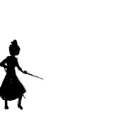 Rule 34 | 1girl, animated, animated gif, dress, female focus, fuji-k, full body, greyscale, katana, konpaku youmu, lowres, monochrome, solo, standing, sword, touhou, weapon
