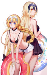 Rule 34 | 2girls, absurdres, ass-to-ass, bad id, bad pixiv id, bare shoulders, bikini, black bikini, black bow, blonde hair, bow, braid, breasts, choker, collarbone, dress swimsuit, fate/grand order, fate (series), food, food bite, frilled bikini, frills, hair bow, headpiece, highres, innertube, jeanne d&#039;arc (fate), jeanne d&#039;arc (ruler) (fate), jeanne d&#039;arc alter (avenger) (fate), jeanne d&#039;arc alter (fate), large breasts, leaning forward, long hair, looking at viewer, looking back, mouth hold, multiple girls, navel, one-piece swimsuit, pink lips, popsicle, pre (preecho), purple eyes, single braid, swim ring, swimsuit, very long hair, white background, yellow eyes