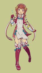 Rule 34 | 1girl, armor, blush, boots, cosplay, dress, embarrassed, fire emblem, fire emblem fates, fire emblem heroes, full body, gloves, headband, highres, hinoka (fire emblem), hinoka (fire emblem) (cosplay), hiyori (rindou66), nintendo, pegasus knight uniform (fire emblem), red eyes, red footwear, red hair, red thighhighs, ribbon, sakura (fire emblem), short dress, short hair, solo, thigh boots, thighhighs, thighs, wavy mouth, zettai ryouiki