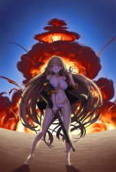 Rule 34 | 1girl, absurdly long hair, bad id, bad twitter id, bare legs, bare shoulders, barefoot, bikini, blue sky, blush, breast lift, breasts, brown hair, cleavage, collarbone, explosion, floating hair, girls&#039; frontline, groin, gun, hair between eyes, holding, holding gun, holding weapon, ithaca m37, jacket, large breasts, long hair, looking away, lowleg, lowleg bikini, m37 (girls&#039; frontline), m37 (summer parader) (girls&#039; frontline), navel, off shoulder, official alternate costume, open clothes, open jacket, orange eyes, outdoors, pump action, shiny skin, shotgun, shotgun shell, sidelocks, sky, solo, standing, swimsuit, thighs, trigger discipline, very long hair, vikpie, weapon, white bikini, wind, wind lift
