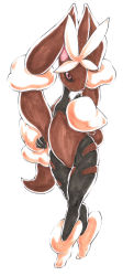Rule 34 | animal ears, creatures (company), game freak, gen 4 pokemon, legs, looking at viewer, lopunny, mega lopunny, mega pokemon, nintendo, no humans, pokemon, pokemon (creature), simple background, smile, solo, traditional media