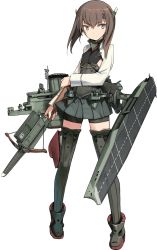 Rule 34 | 1girl, armor, bike shorts, bow (weapon), brown eyes, brown hair, crossbow, flat chest, flight deck, full body, hair between eyes, headgear, highres, kantai collection, miniskirt, official art, pleated skirt, shimada fumikane, short shorts, shorts, skirt, smile, solo, taihou (kancolle), taihou kai (kancolle), thighhighs, transparent background, weapon