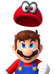 Rule 34 | 1boy, absurdres, blue eyes, brown hair, facial hair, hat, highres, male focus, mario, mario (series), mustache, nintendo, official art, overalls, red hat, red shirt, shirt, smile, super mario odyssey, transparent background