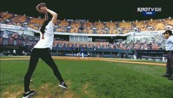 Rule 34 | 1girl, animated, animated gif, baseball, photo (medium), shin soo-ji, throwing