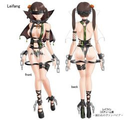 Rule 34 | 1girl, alternate costume, artist request, ass, blindfold, braid, breasts, brown hair, butt crack, capelet, collar, concept art, cuffs, dead or alive, dead or alive 5, fishnets, hair ornament, hair rings, large breasts, lei fang, long hair, navel, platform footwear, platform heels, revealing clothes, see-through, shackles, sideboob, smile, solo, studded collar, thigh strap, thong, twin braids, twintails
