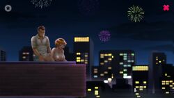 Rule 34 | 1boy, 1girl, amber (fap ceo), animated, bent over, bouncing breasts, breasts, ceo (fap ceo), city, closed eyes, clothed male nude female, fap ceo, fireworks, game, hetero, highres, large breasts, night, nipples, nude, nutaku, orange hair, outdoors sex, rooftop, screencap, sex, sex from behind, tagme, uncensored, vaginal, video