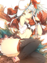 Rule 34 | 10s, 1girl, adapted costume, black thighhighs, blue eyes, flat cap, hammer and sickle, hat, hibiki (kancolle), kantai collection, long hair, midriff, navel, scarf, silver hair, solo, star (symbol), sune (mugendai), suneo, thighhighs, verniy (kancolle)