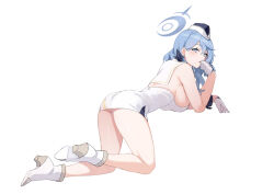 Rule 34 | 1girl, ako (blue archive), blue archive, blue eyes, blue hair, blue halo, blush, breasts, dress, earrings, full body, garrison cap, gloves, halo, hand to own mouth, hat, high heels, jewelry, large breasts, looking at viewer, medium hair, official alternate costume, sailor collar, shoes, sideboob, solo, swept bangs, two-tone headwear, utnapishtim operator uniform (blue archive), white dress, white footwear, white gloves, zi se