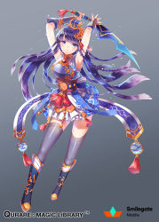 Rule 34 | 1girl, blue eyes, chinese clothes, full body, long hair, purple hair, qurare magic library, solo, sword, weapon, zenyu