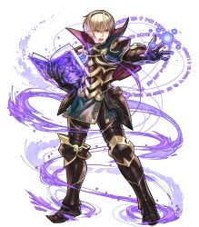 Rule 34 | 1boy, armor, armored boots, blonde hair, book, boots, cape, fire emblem, fire emblem fates, fire emblem heroes, full body, gloves, hairband, highres, hino shinnosuke, leo (fire emblem), magic circle, male focus, nintendo, official art, open mouth, red eyes, solo, teeth, transparent background