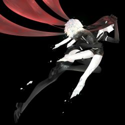 Rule 34 | 2others, amputee, androgynous, belt, black background, black footwear, black gloves, black hair, black necktie, black thighhighs, bort, carrying, cracked skin, diamond (houseki no kuni), elbow gloves, fleeing, from side, full body, gem uniform (houseki no kuni), gloves, hand up, highres, houseki no kuni, injury, loafers, long hair, looking away, multicolored hair, multiple others, necktie, other focus, pale skin, profile, pudding375, puffy short sleeves, puffy sleeves, quadruple amputee, red hair, running, shards, shoes, short hair, short jumpsuit, short sleeves, simple background, sparkle, streaked hair, thighhighs, torn clothes, torn thighhighs, two-tone hair, very long hair, white hair, white thighhighs