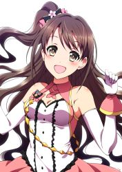 Rule 34 | 10s, 1girl, brown eyes, brown hair, elbow gloves, gloves, highres, idolmaster, idolmaster cinderella girls, idolmaster cinderella girls starlight stage, long hair, one side up, ookami maito, open mouth, shimamura uzuki, solo, stage of magic