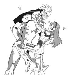 Rule 34 | 1boy, 1girl, acronym, armor, ass, bad id, bad twitter id, blush, bodysuit, boots, bracer, breasts, closed mouth, cowboy shot, cyborg, d.va (overwatch), embarrassed, facepaint, facial mark, forced smile, forehead protector, full-face blush, furrowed brow, genji (overwatch), gloves, greyscale, hand on another&#039;s leg, hand on another&#039;s neck, hand on another&#039;s shoulder, hand up, headband, headphones, heart, helmet, hetero, leg up, long hair, medium breasts, monochrome, overwatch, overwatch 1, pauldrons, power armor, ppu , ribbed bodysuit, scar, short hair, shoulder armor, shoulder pads, simple background, spiked hair, spoken heart, sweatdrop, thigh boots, thigh strap, thighhighs, upper body, veil, whisker markings, white background