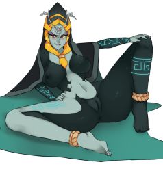 Rule 34 | 1girl, anus, barefoot, bottomless, breasts, breasts apart, cleft of venus, come hither, large breasts, midna, midna (true), nintendo, presenting, pussy, rtil, spread legs, the legend of zelda, the legend of zelda: twilight princess, thick thighs, thighs