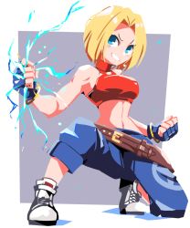 Rule 34 | 1girl, blonde hair, blue eyes, blue mary, breasts, highres, large breasts, midriff, snk, the king of fighters