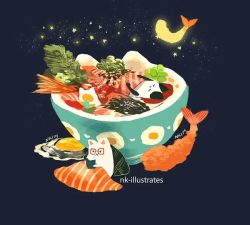 Rule 34 | animated, animated gif, artist name, bowl, cat, egg, food, food focus, glasses, nadia kim, original, reading, shrimp, shrimp tempura, sky, star (sky), star (symbol), starry sky, tempura