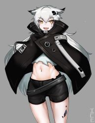 Rule 34 | 1girl, animal ears, arknights, clear ice, lappland (arknights), long hair, material growth, open mouth, oripathy lesion (arknights), scar, scar across eye, scar on face, solo, tail, white hair, wolf ears, wolf girl, wolf tail, yellow eyes