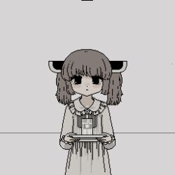 Rule 34 | ++ (9oafxjjhuktkdef), 1girl, :|, animated, animated gif, black eyes, blade, brown hair, closed mouth, collared dress, cowboy shot, cup, dress, drinking glass, dripping, expressionless, frilled dress, frills, grey theme, headgear, holding, holding tray, light blush, limited palette, long sleeves, looking at viewer, looping animation, medium hair, pixel art, solo, touhoku kiritan, tray, twintails, voiceroid, water