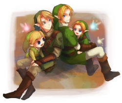 Rule 34 | 4boys, blonde hair, blue eyes, colt-slowl, earrings, fairy, gloves, hat, jewelry, link, male focus, multiple boys, multiple persona, navi, nintendo, pointy ears, smile, super smash bros., the legend of zelda, the legend of zelda: ocarina of time, the legend of zelda: the wind waker, the legend of zelda: twilight princess, toon link, young link