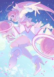 Rule 34 | 1girl, boots, bouzu (bonze), commentary request, cure star, highres, hoshina hikaru, long hair, looking at viewer, magical girl, open mouth, pink eyes, pink footwear, pink hair, pink thighhighs, precure, single thighhigh, solo, star (sky), star twinkle precure, thigh boots, thighhighs, twintails, very long hair