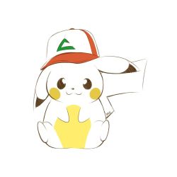 Rule 34 | :3, artsy-rc, baseball cap, clothed pokemon, commentary, creatures (company), english commentary, game freak, gen 1 pokemon, hat, looking at viewer, nintendo, pikachu, pokemon, pokemon (creature), red hat, signature, simple background, sitting, smile, solo, white background