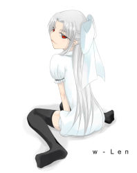 Rule 34 | 00s, albino, melty blood, pointy ears, red eyes, solo, thighhighs, tsukihime, type-moon, white hair, white len (tsukihime)