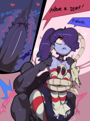 Rule 34 | 1girl, absurdres, blue skin, captain kirb, colored skin, english text, faceless, faceless male, highres, sex, skullgirls, squigly (skullgirls), tagme, zombie