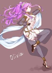 Rule 34 | 1girl, artist request, bare shoulders, blush, braid, breasts, fire emblem, fire emblem awakening, fire emblem heroes, gloves, hairband, highres, jewelry, long hair, looking at viewer, midriff, navel, nintendo, olivia (fire emblem), open mouth, pink hair, ponytail, side braid, smile, solo, twin braids