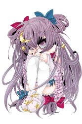 Rule 34 | 1girl, adjusting eyewear, baku0633, bespectacled, bow, breasts, cleavage, crescent, crescent hair ornament, dress, female focus, glasses, hair bow, hair ornament, hand on own knee, highres, long hair, no headwear, no headwear, patchouli knowledge, pink dress, purple eyes, purple hair, sitting, solo, strap slip, thighhighs, touhou, white thighhighs, zettai ryouiki