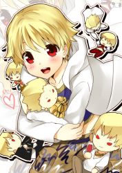 Rule 34 | 1boy, alcohol, armor, blonde hair, bracelet, character doll, chibi, child, child gilgamesh (fate), earrings, fate/hollow ataraxia, fate/stay night, fate/zero, fate (series), gilgamesh (fate), jewelry, kurot, male focus, multiple persona, necklace, official alternate costume, red eyes, short hair, wine, aged down