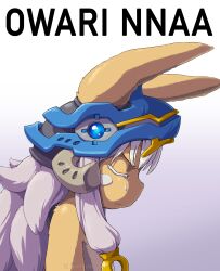 Rule 34 | 1other, absurdres, animal ears, body fur, bune poster, closed eyes, closed mouth, crying, from side, furry, highres, it&#039;s joever (meme), long hair, made in abyss, meme, nanachi (made in abyss), solo, thick eyelashes, upper body, whiskers, white hair