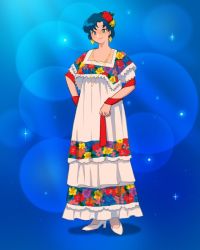 Rule 34 | 1girl, bishoujo senshi sailor moon, blue eyes, blue hair, female focus, highres, mexican clothes, mexican dress, mexico, mizuno ami, tagme