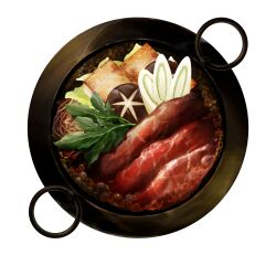 Rule 34 | beef, food, food focus, highres, meat, no humans, noodles, original, short208, sukiyaki, transparent background, vegetable