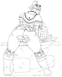 Rule 34 | 1girl, absurdres, arm at side, ass, bad anatomy, book, buckle, capcom, capelet, charge sol, dress, fingerless gloves, food, gloves, goggles, goggles on head, handler (monster hunter world), highres, looking at viewer, monster hunter (series), monster hunter: world, short dress, smile, solo, tagme, torn clothes, wardrobe malfunction