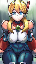 Rule 34 | 1girl, alia (mega man), android, blonde hair, bodysuit, breasts, cleavage, highres, medium breasts, mega man (series), mega man x (series), minster (dooke), robot, thick thighs, thighs, wide hips