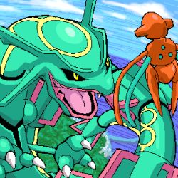 Rule 34 | 00s, aliasing, claws, creatures (company), deoxys, deoxys (normal), dragon, eye contact, fighting, flying, game freak, gen 3 pokemon, legendary pokemon, looking at another, lowres, mythical pokemon, nintendo, no humans, open mouth, pokemon, pokemon (creature), rayquaza, sharp teeth, teeth, tongue, yellow eyes