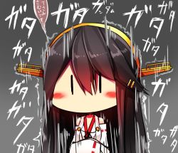 Rule 34 | 10s, 1girl, bare shoulders, black hair, blush, chibi, detached sleeves, hair ornament, hairband, hairclip, haruna (kancolle), headgear, japanese clothes, kantai collection, long hair, long sleeves, looking at viewer, nontraditional miko, ribbon-trimmed sleeves, ribbon trim, solo, translation request, tsukui kachou, upper body, wide sleeves, | |