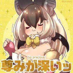 animal_costume animal_ears brown_eyes brown_hair brown_long-eared_bat_(kemono_friends) coroha kemono_friends kemono_friends_v_project long_hair multicolored_hair virtual_youtuber