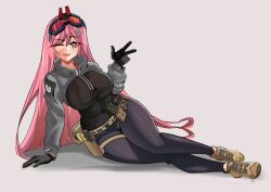 Rule 34 | absurdres, breasts, girls&#039; frontline, gloves, goggles, griffin &amp; kryuger, highres, holster, large breasts, long sleeves, looking at viewer, pink hair, sig mcx (girls&#039; frontline), tactical clothes, tascalate, tattoo