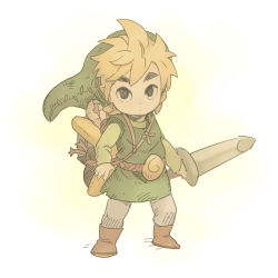 Rule 34 | 1boy, aged down, bad id, bad pixiv id, belt, blonde hair, boots, eyebrows, full body, holding, holding weapon, link, looking at viewer, male focus, michenjomo, nintendo, simple background, solo, standing, sword, the legend of zelda, thick eyebrows, toon link, tunic, weapon
