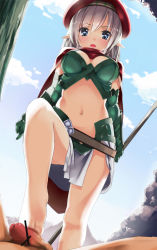 Rule 34 | 1girl, akagi asahito, alleyne (queen&#039;s blade), alleyne (queen's blade), armor, bad id, bad pixiv id, bare legs, barefoot, beret, blue eyes, blush, breasts, censored, day, elbow gloves, elf, feet, fighting master alleyne, footjob, from below, gloves, hat, large breasts, long hair, midriff, navel, open mouth, penis, pointy ears, polearm, queen&#039;s blade, solo focus, weapon