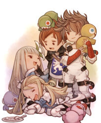 Rule 34 | armor, blonde hair, blue bow, bow, bravely default (series), bravely second: end layer, brown eyes, brown hair, closed eyes, closed mouth, edea lee, flower, gloves, hair bow, hair flower, hair ornament, highres, holding, holding stuffed toy, irono16, long hair, looking at another, lying, magnolia, magnolia arch, one eye closed, one eye covered, open mouth, red eyes, short hair, sleeping, smile, standing, stuffed animal, stuffed toy, tiz arrior, white hair, yew geneolgia