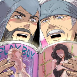 Rule 34 | 2boys, 2girls, assassin&#039;s creed, assassin&#039;s creed: revelations, assassin&#039;s creed (series), bad id, bad pixiv id, bandana, beard, black eyes, blue eyes, blush, book, breasts, covering privates, covering breasts, crossover, drooling, ezio auditore da firenze, facial hair, grey hair, headband, hinoe (dd works), holding, holding book, hood, metal gear (series), metal gear solid, metal gear solid 4: guns of the patriots, multiple boys, multiple girls, mustache, old, old man, old snake, open book, open mouth, panties, playboy, pornography, reading, small breasts, smile, solid snake, underwear, viewing pornography