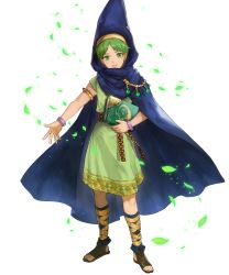 Rule 34 | 1boy, belt, book, bracelet, cape, feet, fire emblem, fire emblem: mystery of the emblem, fire emblem heroes, full body, green eyes, green hair, highres, holding, holding book, hood, jewelry, leaf, male focus, matching hair/eyes, mayo (becky2006), merric (fire emblem), nintendo, official art, sandals, solo, teeth, toes, transparent background, wizard, aged down