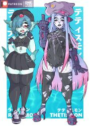 absurdres digimon digimon_(creature) fins frog_girl goth_fashion head_fins helmet highres jellyfish_girl mask monster_girl ranamon tentacle_hair tentacles thetismon