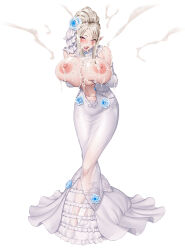 Rule 34 | 1girl, blonde hair, breasts, bride, chevalier (taimanin asagi), cum, cum on body, cum on breasts, cum on upper body, facial, large breasts, lilith-soft, solo, taimanin (series), taimanin rpgx